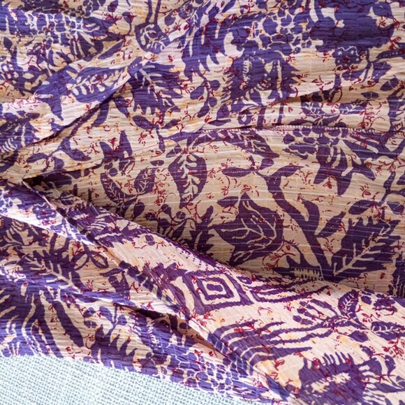 ZARA Printed Two-Piece Set – Boho Purple & Tan Crop Top + Midi Skirt | Size XS - Picture 6 of 8